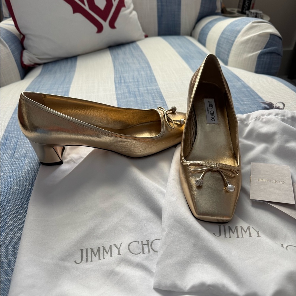 JIMMY CHOO ELME 45MM NAPPA LEATHER PUMPS - Picture 3 of 6